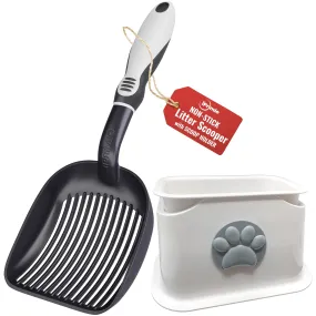 Universal Cat Litter Scooper Holder & Black Litter Scooper Bundle - Non Stick