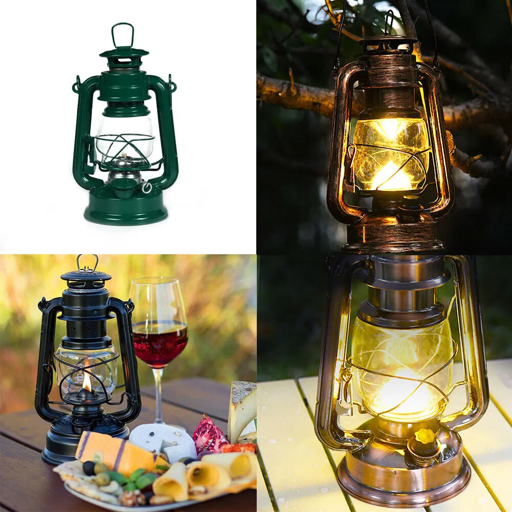 US 1-2 Pcs Hurricane Storm Camping Lantern Galvanized Steel Paraffin Lamp Travel