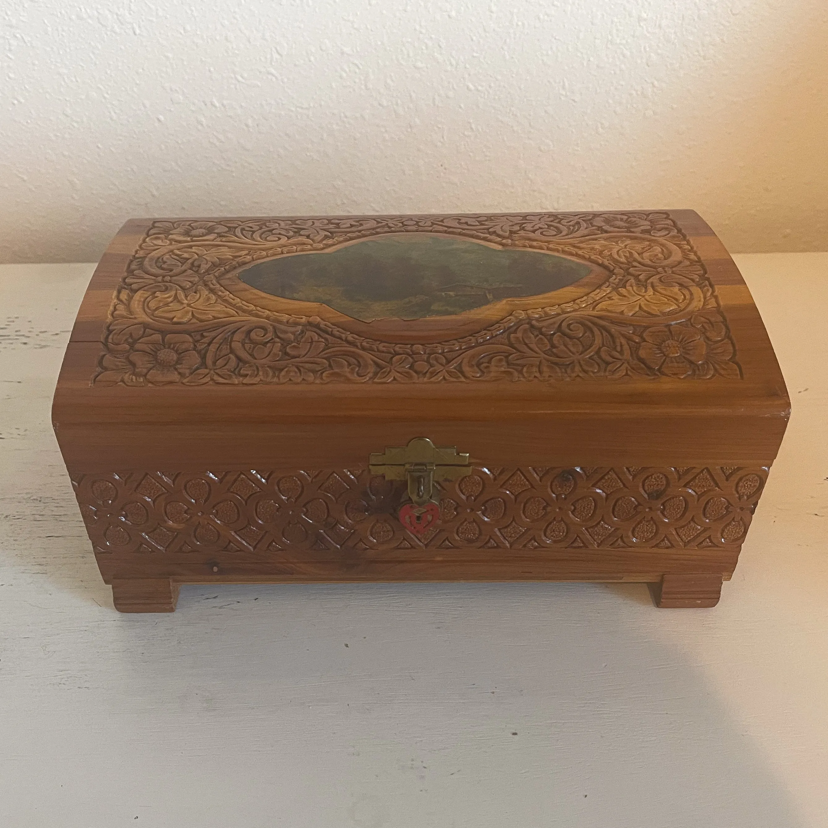 Vintage Carved Cedar Box