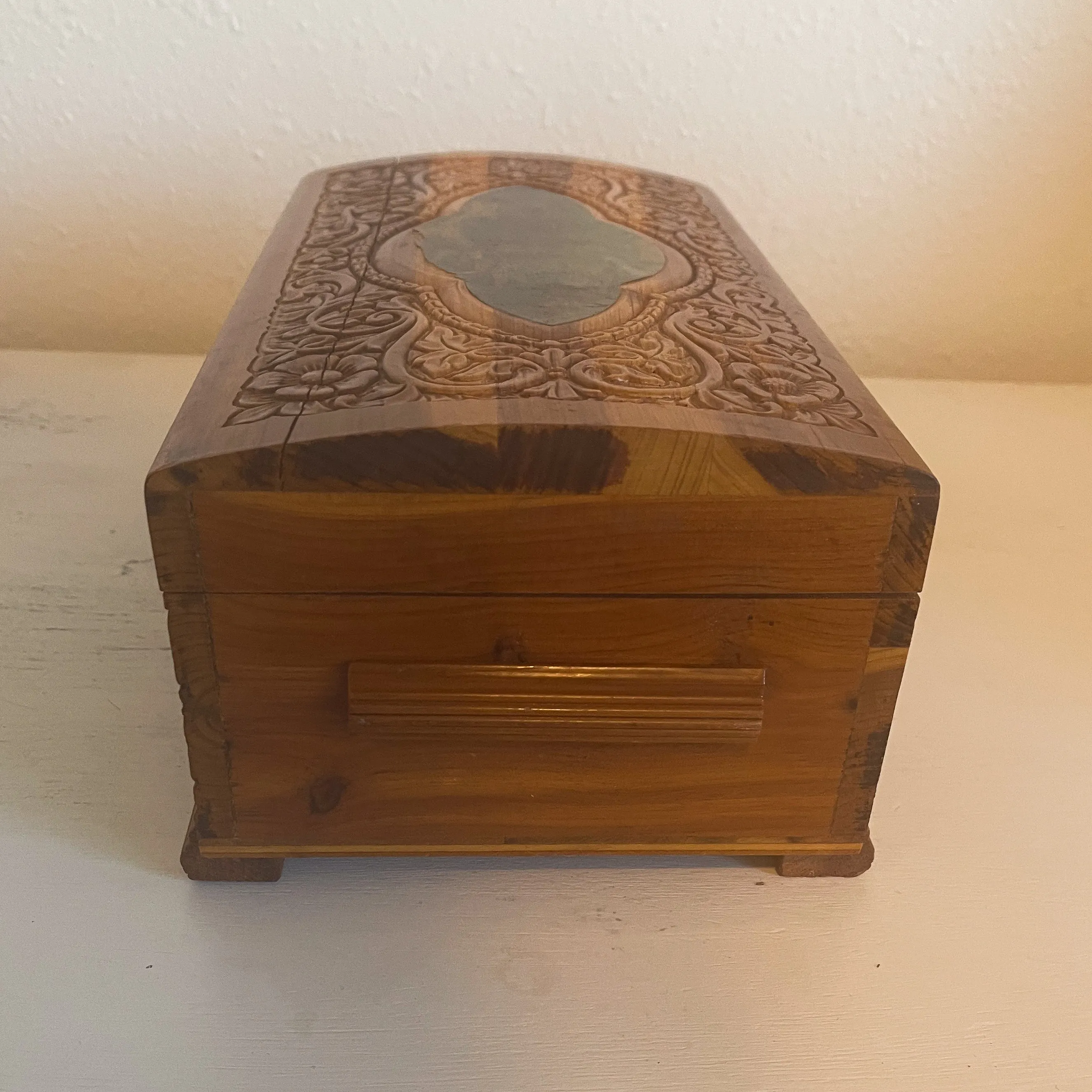 Vintage Carved Cedar Box