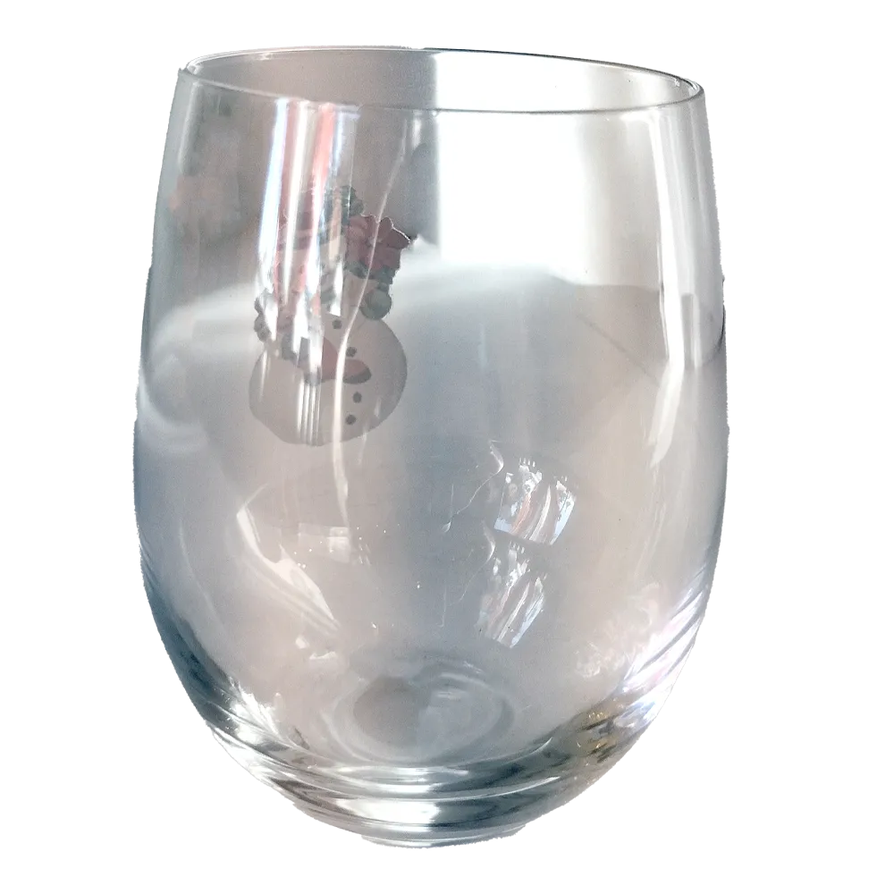 Vintage Snowman Stemless Wine Glass