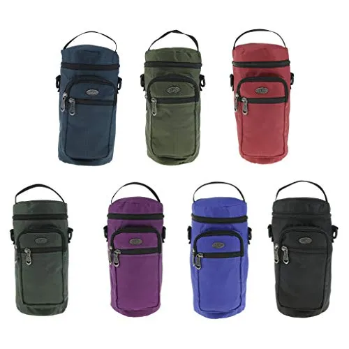 VMS INDIA Water Bottle Holder Carrier with 3 Pockets and Adjustable Shoulder Strap Royal Blue