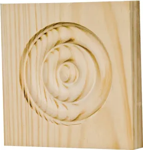 Waddell RTB35M Trim Block, 3-3/4 in H, 3-3/4 in W, Rosette Pattern, Pine Wood :EA: QUANTITY: 1