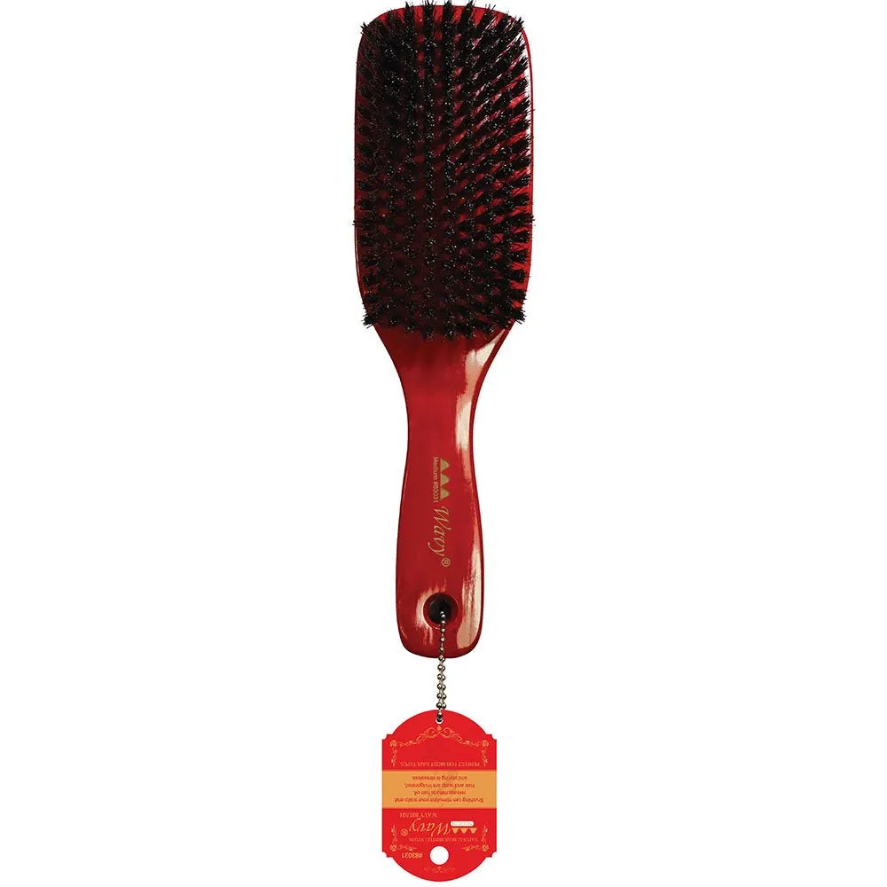 WAVY WAVE BRUSH "MEDIUM" RED (50% BOAR - 50% NYLON)