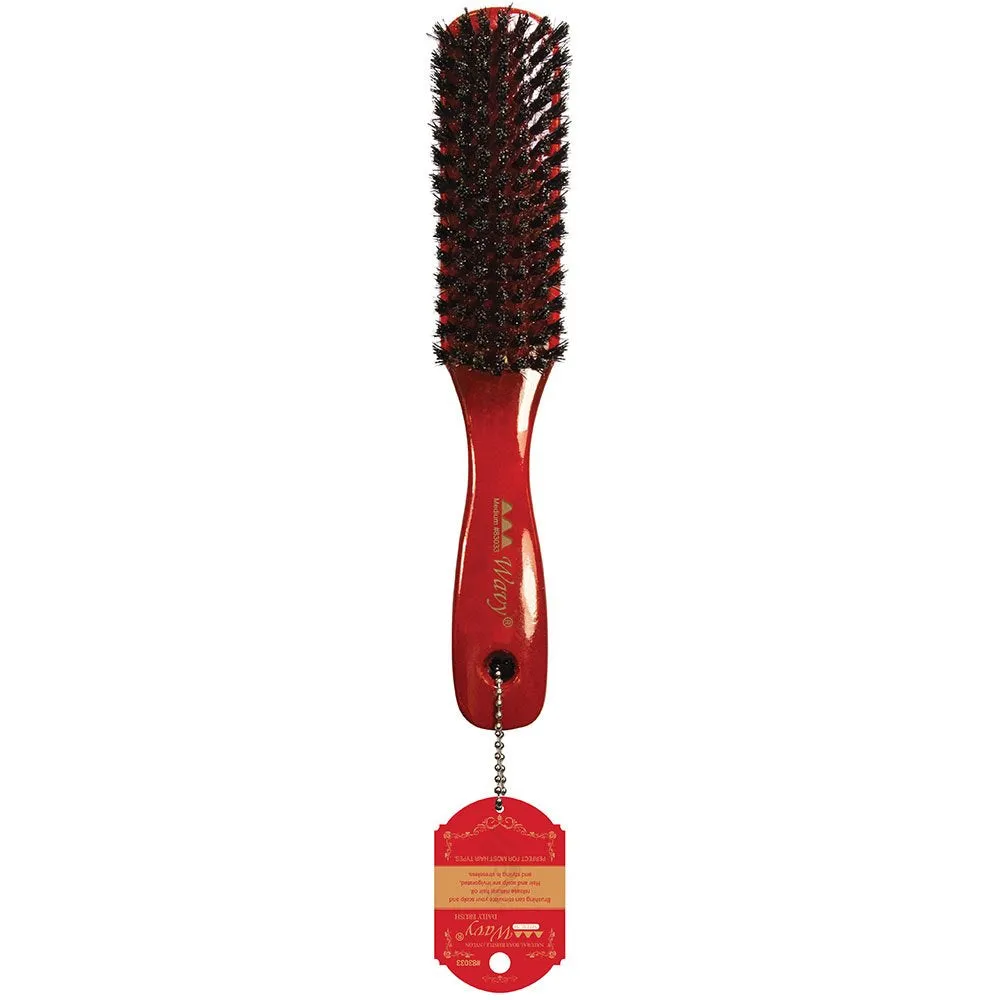 WAVY WAVE BRUSH "MEDIUM" RED (50% BOAR - 50% NYLON)