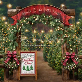 X Drop Holly Jolly Tree Farm Arch   Sign   Lights (JA)