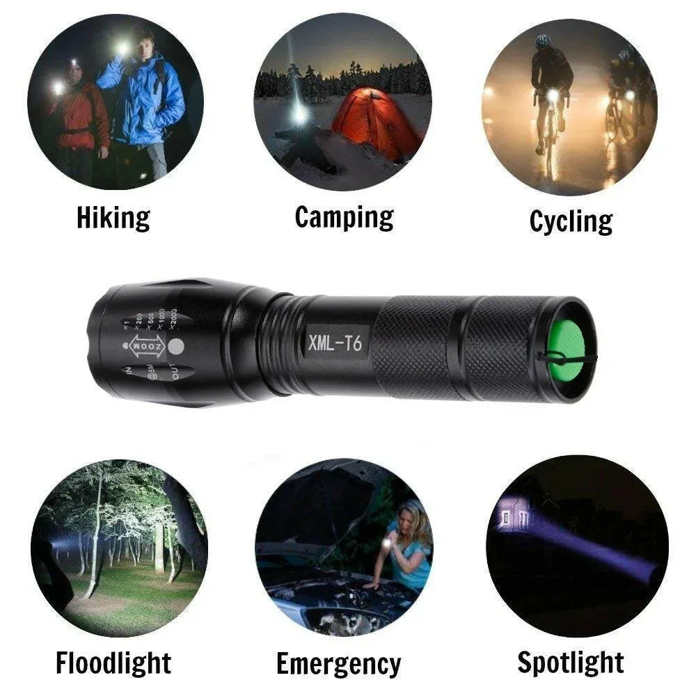 XML-T6 LED Powerful Flashlight Waterproof Lantern Torch Use 18650 Rechargeable Battery Portable Camping Tactical Flash Light