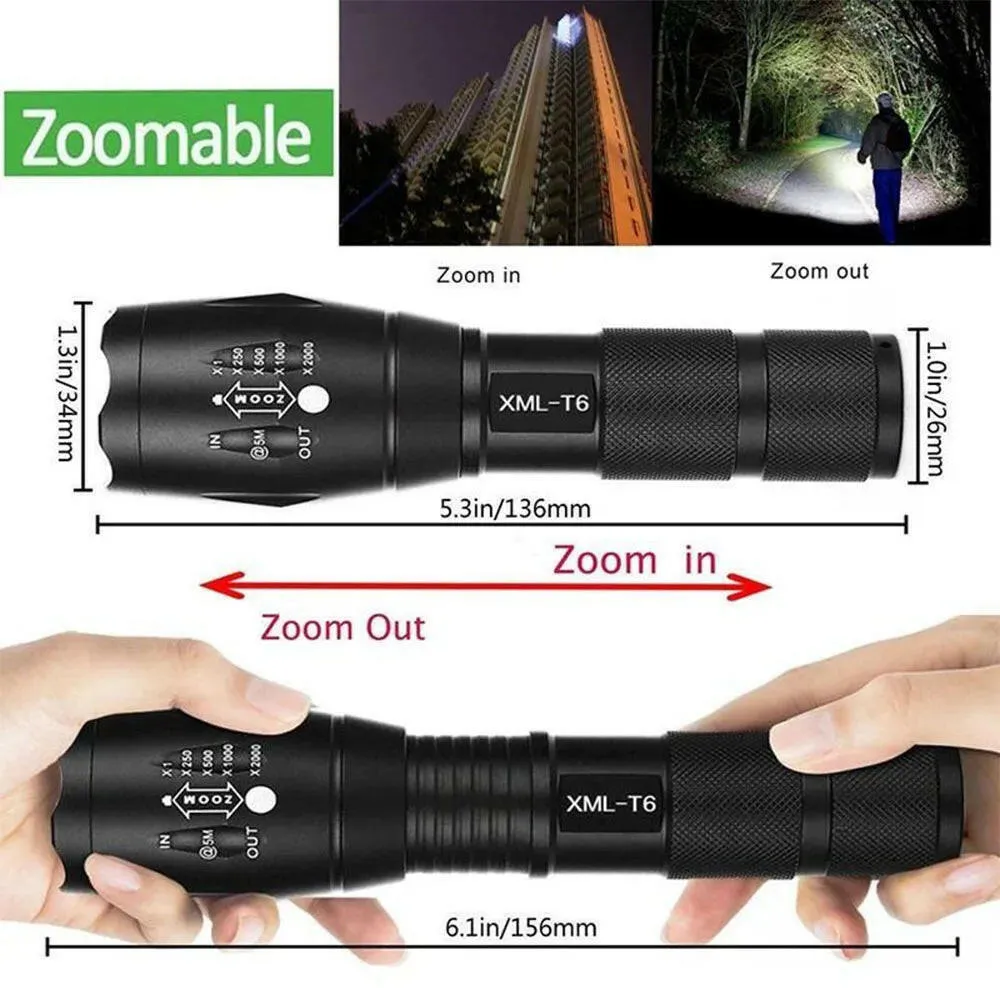 XML-T6 LED Powerful Flashlight Waterproof Lantern Torch Use 18650 Rechargeable Battery Portable Camping Tactical Flash Light