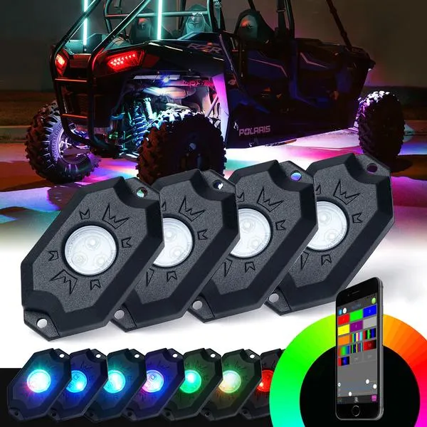 Xprite Victory Series Bluetooth Multi-Color RGB LED Rock Lights - 4pc / 6pc