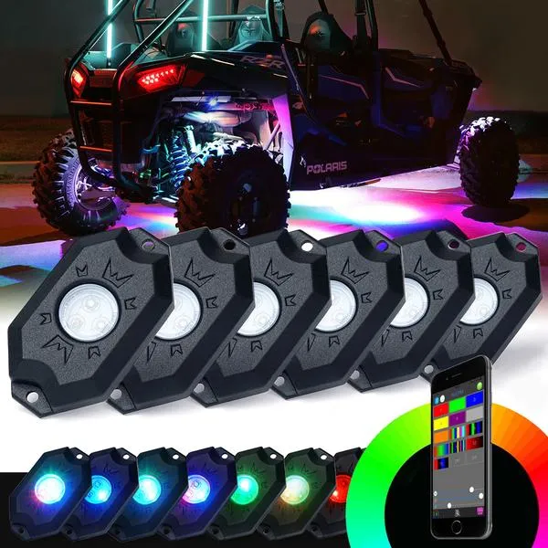 Xprite Victory Series Bluetooth Multi-Color RGB LED Rock Lights - 4pc / 6pc