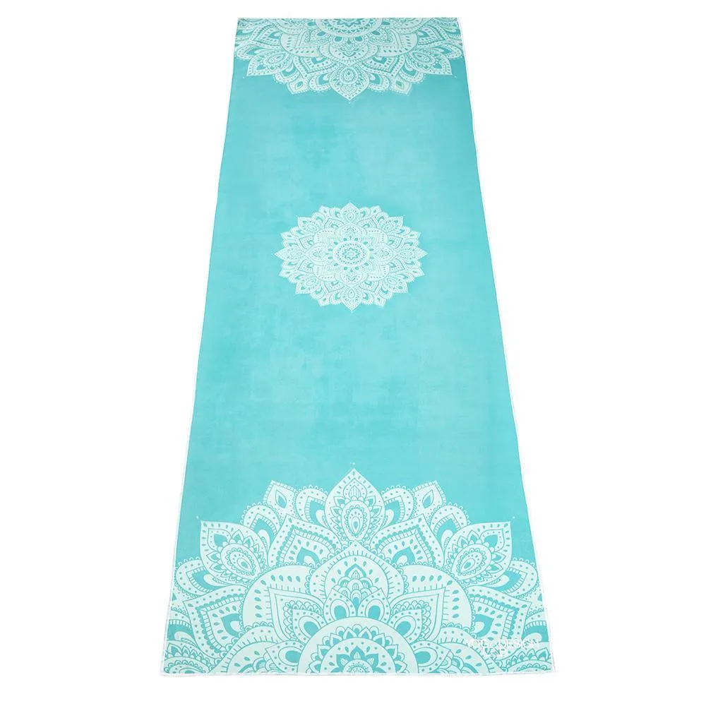 Yoga Mat Towel - Mandala Turquoise - Ultra-Grippy, Moisture Absorbing & Quick-Dry