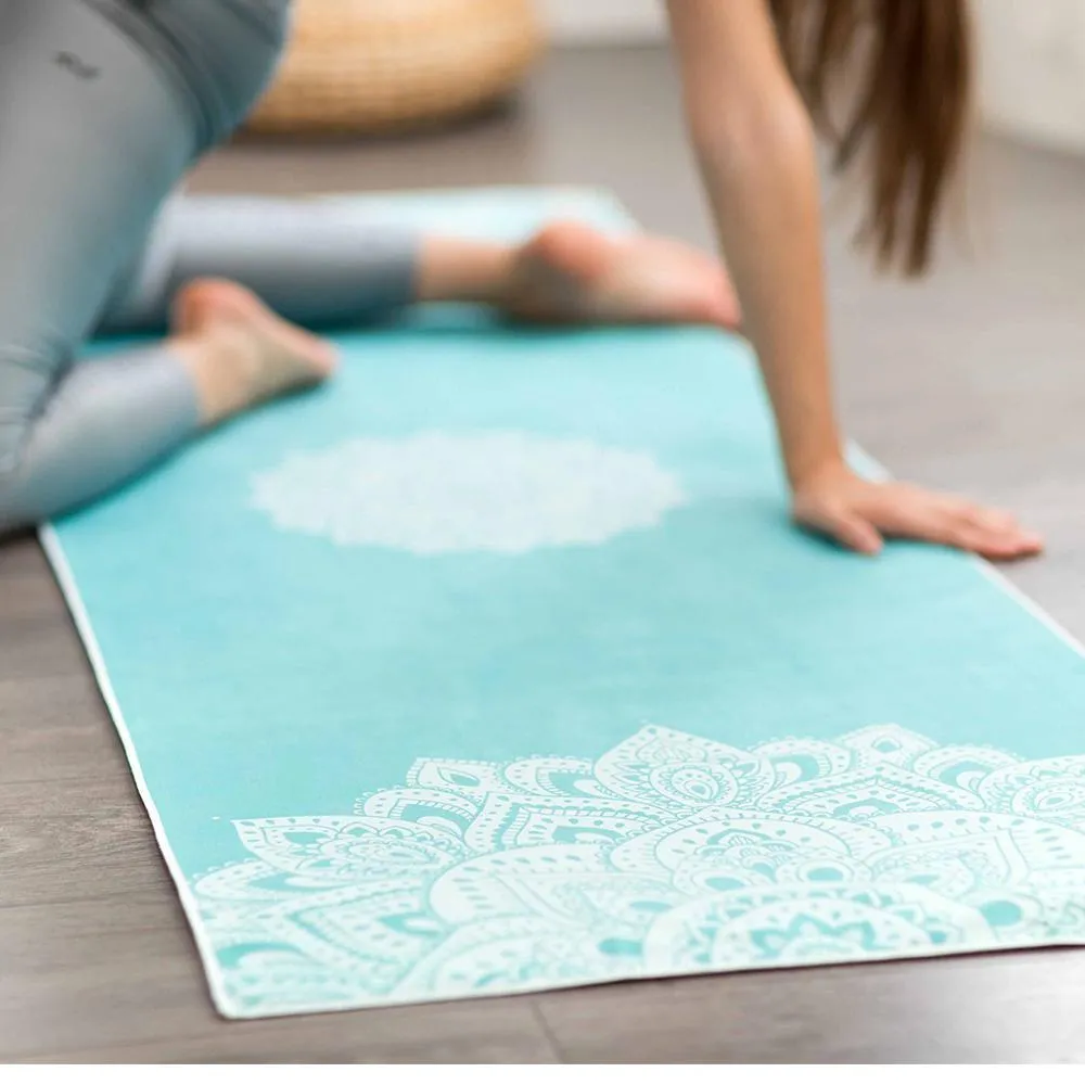 Yoga Mat Towel - Mandala Turquoise - Ultra-Grippy, Moisture Absorbing & Quick-Dry